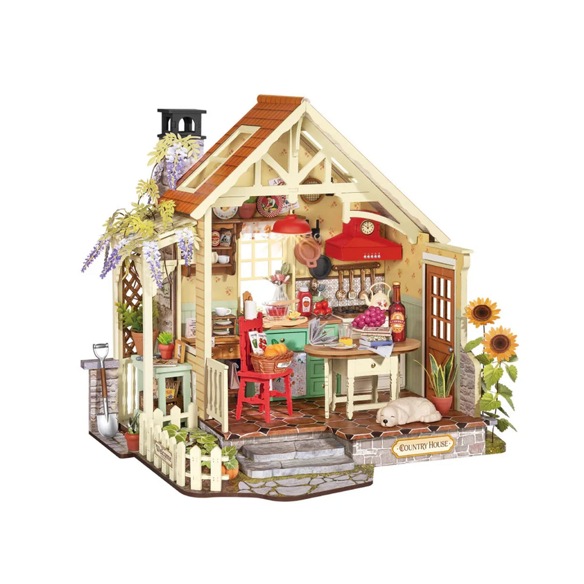 Robotime Sunlit Farmhouse Kitchen DIY Miniature House Kit