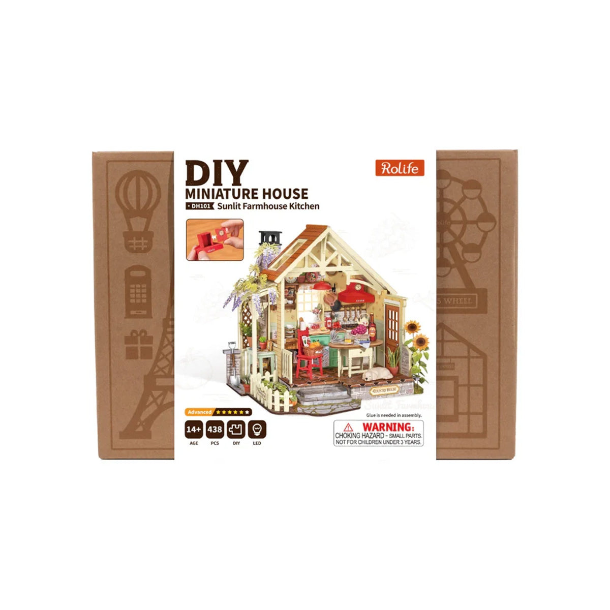 Robotime Sunlit Farmhouse Kitchen DIY Miniature House Kit