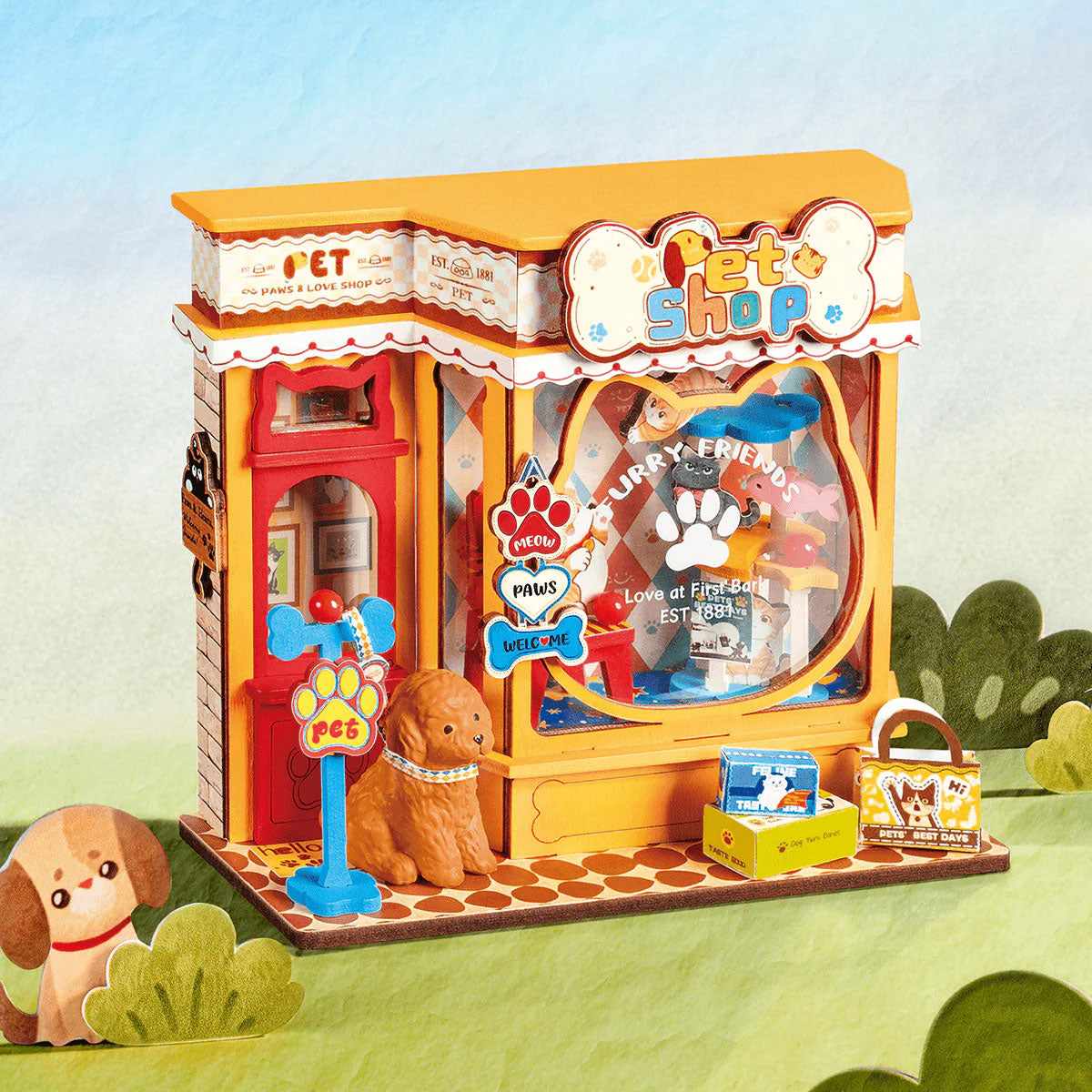 Rolife Perfect Paw Shop Super Mini House - Adorable Pet Boutique Mini Scene