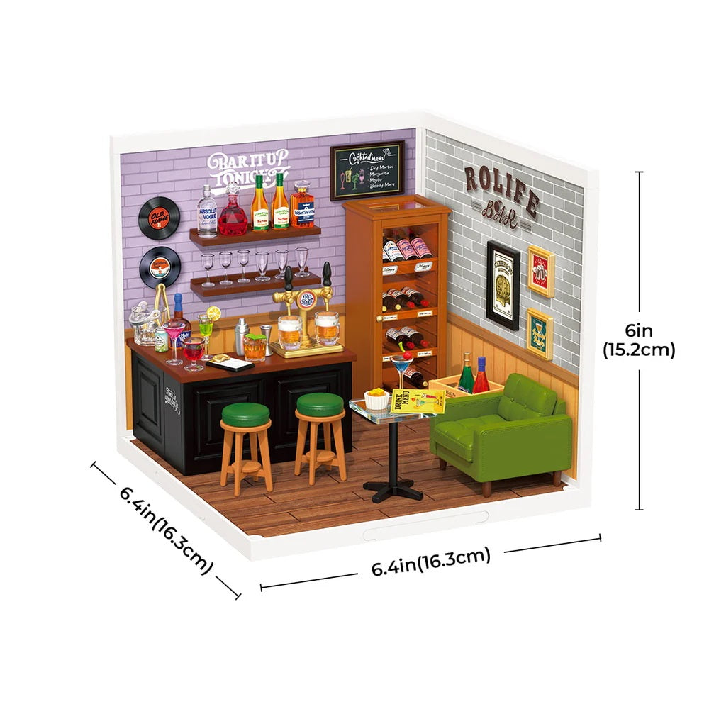 Robotime Leisurely Cheers Bar DIY Plastic Miniature House DW012