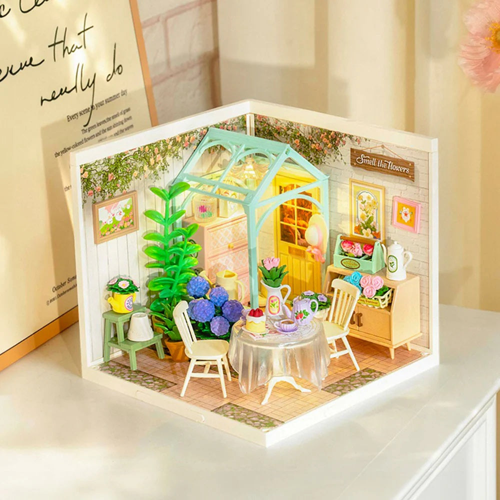 Robotime Blooming Tea Garden DIY Plastic Miniature House DW013B