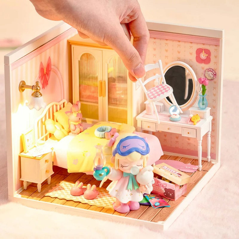 Rolife Lovely Pink Bedroom DIY Miniature House - Cozy Bedroom Scene