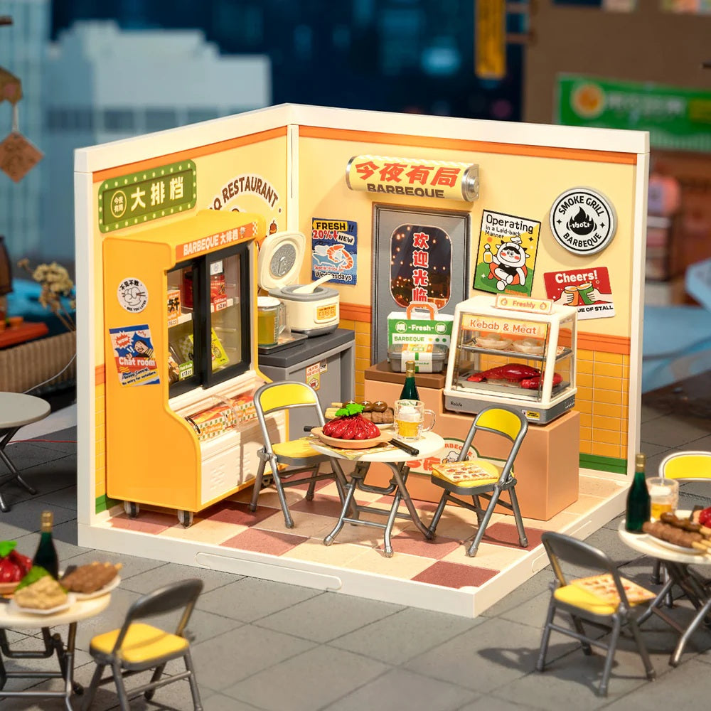 Rolife Night Out Food Stall DIY Miniature House - Lively Street Food Scene