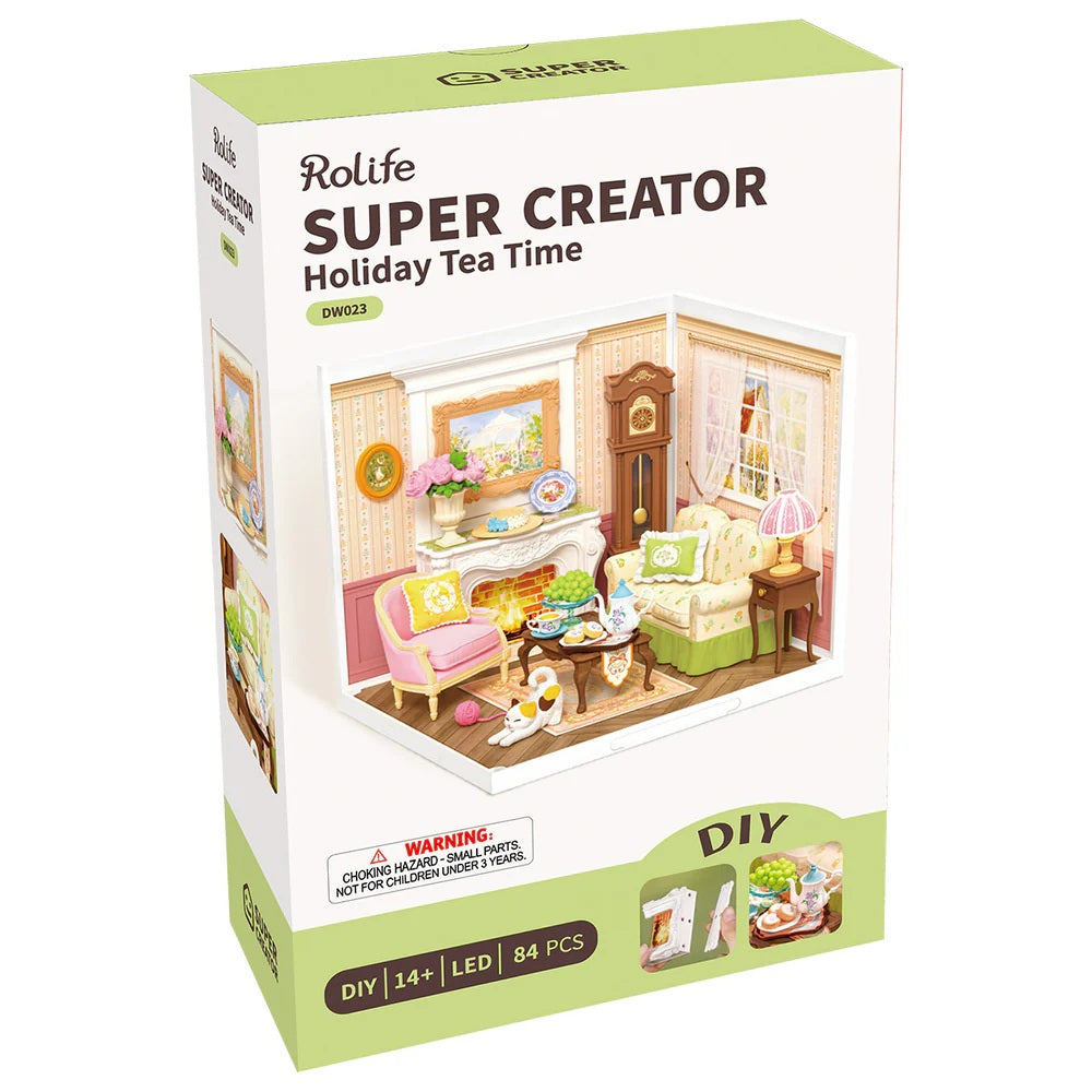 Rolife Holiday Tea Time DIY Miniature House - Festive Tea Room Mini Scene