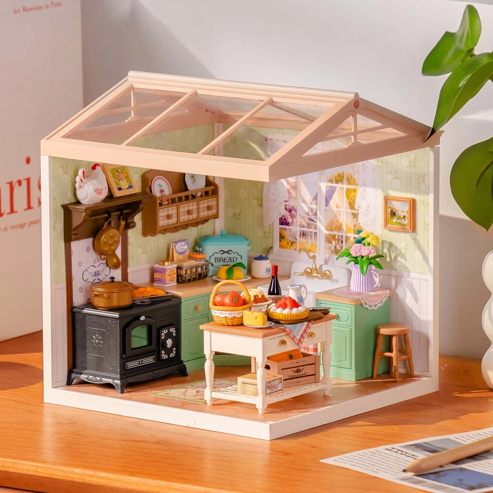 Rolife Farmhouse Kitchen DIY Miniature House - Rustic Country Kitchen Scene