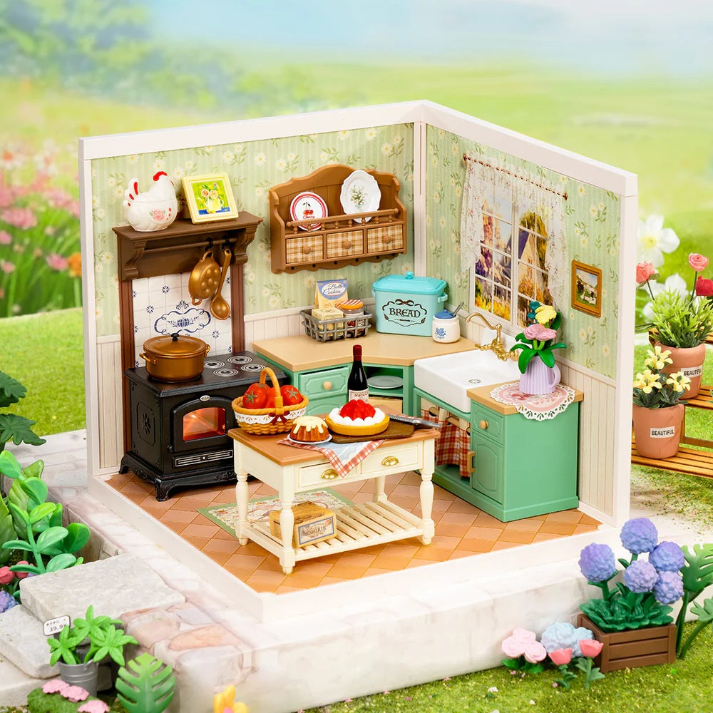 Rolife Farmhouse Kitchen DIY Miniature House - Rustic Country Kitchen Scene
