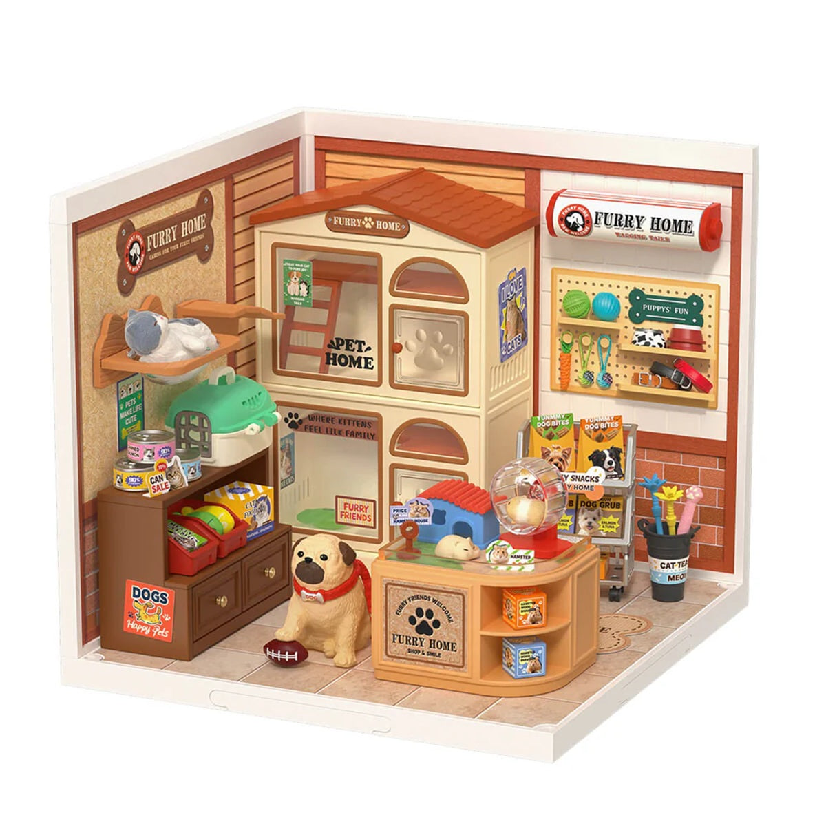 Rolife Furry Friends Home DIY Miniature Pet Shop House Kit - Super Creator Series