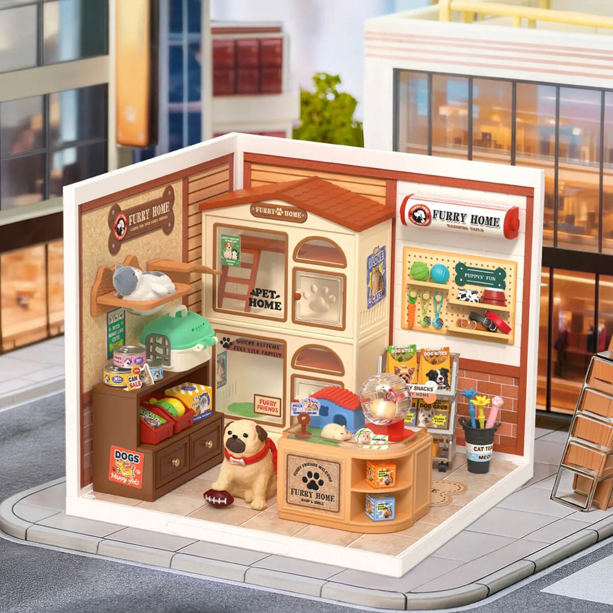 Rolife Furry Friends Home DIY Miniature Pet Shop House Kit - Super Creator Series
