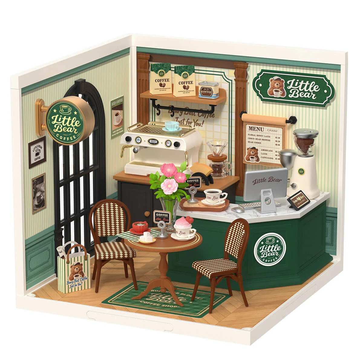 Rolife Perfect Romance Cafe DIY Miniature House Kit - 119 Piece Coffee Shop Model