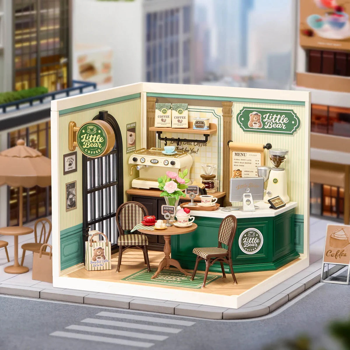 Rolife Perfect Romance Cafe DIY Miniature House Kit - 119 Piece Coffee Shop Model