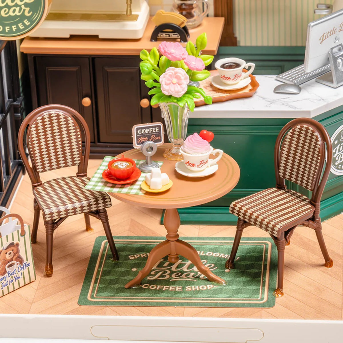 Rolife Perfect Romance Cafe DIY Miniature House Kit - 119 Piece Coffee Shop Model
