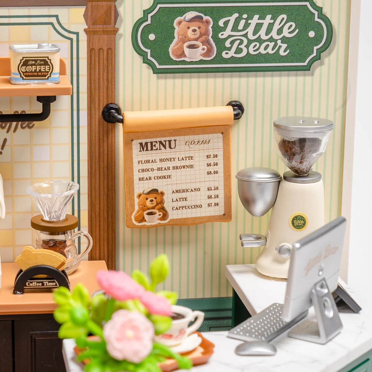Rolife Perfect Romance Cafe DIY Miniature House Kit - 119 Piece Coffee Shop Model