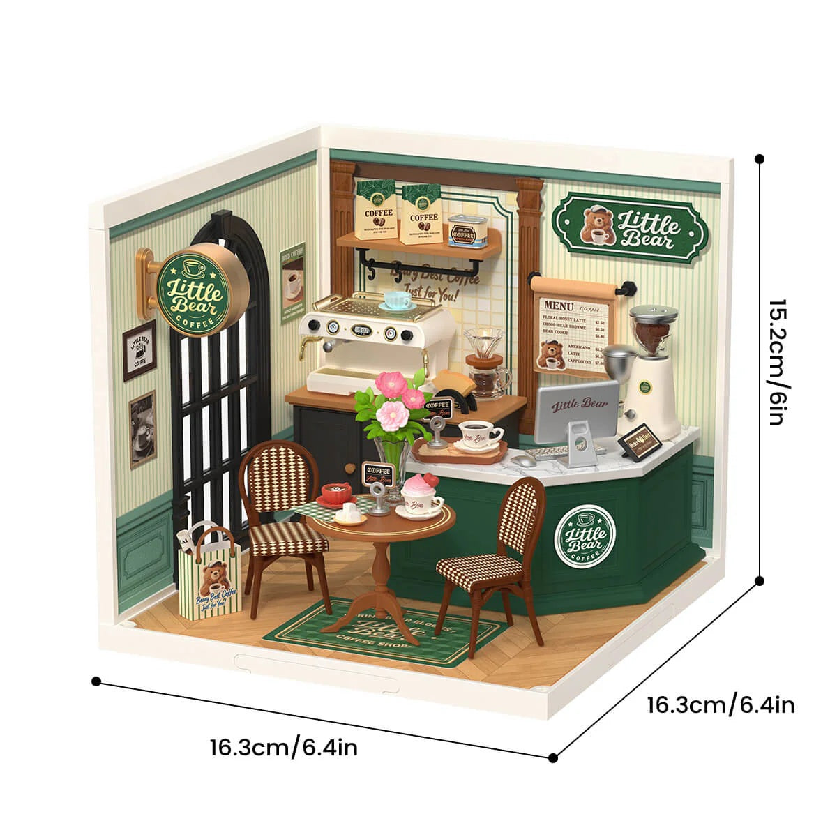 Rolife Perfect Romance Cafe DIY Miniature House Kit - 119 Piece Coffee Shop Model