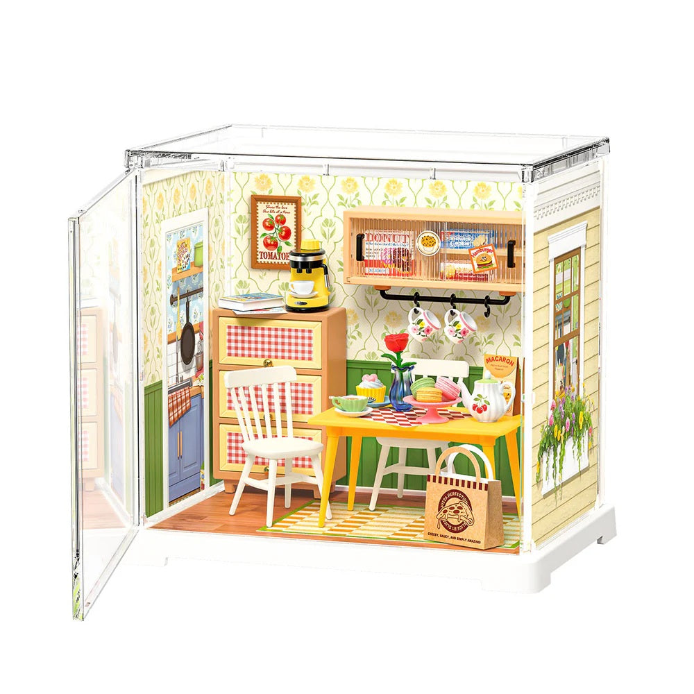Rolife Floral Dining Room DIY Miniature House - Elegant Mini Home Interior Scene
