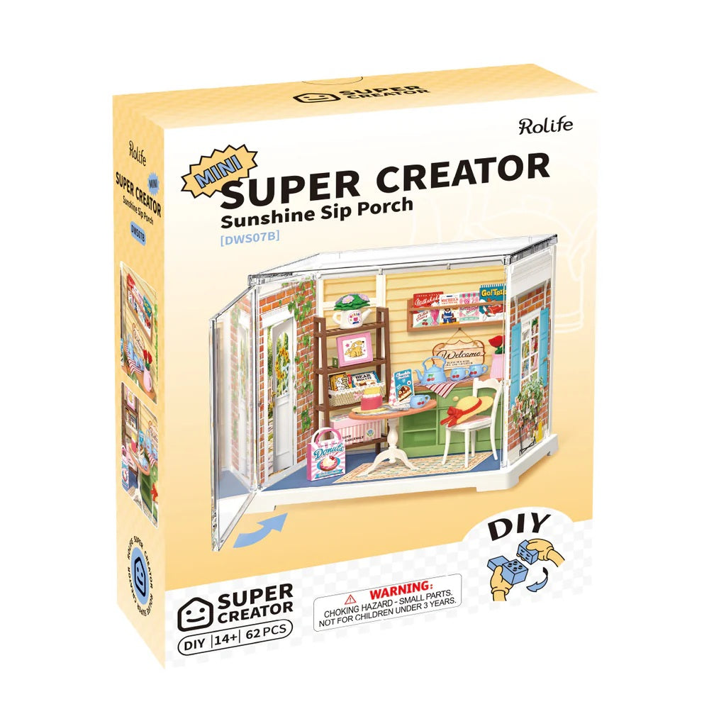 Rolife Sunshine Sip Porch DIY Miniature House - Bright Cozy Mini Cafe Scene