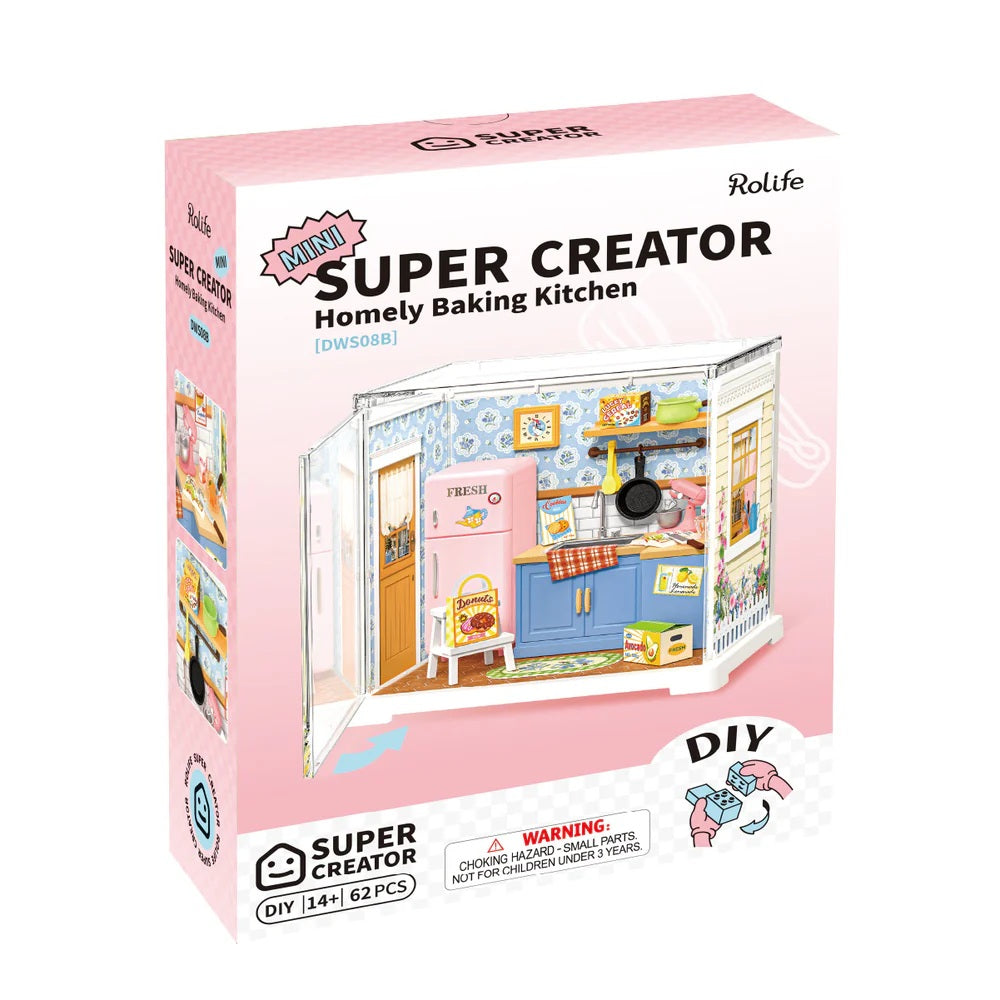 Rolife Homely Baking Kitchen DIY Miniature House - Cozy Kitchen Craft Model