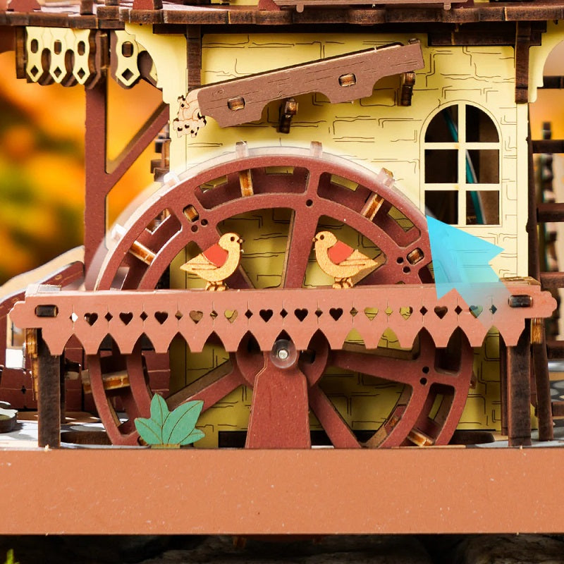 Robotime Cuckoo Clock, Stained Wood, Mechanical 3D Wooden Puzzle LC901C
