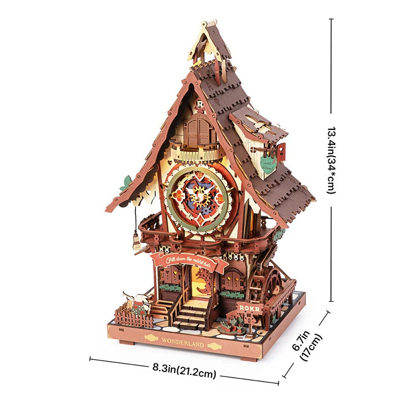 Robotime Cuckoo Clock, Stained Wood, Mechanical 3D Wooden Puzzle LC901C