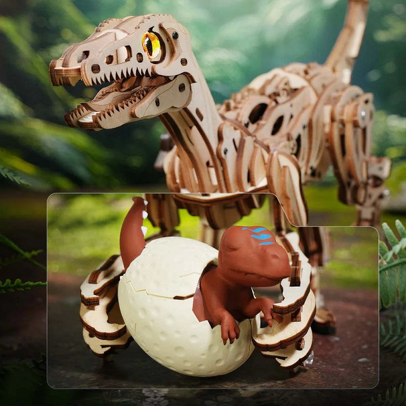 ROKR Velociraptor Mechanical 3D Wooden Puzzle - Dinosaur Model Kit