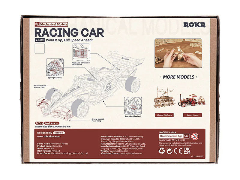Rolife F1 Racing Car, Mechanical Wood Models