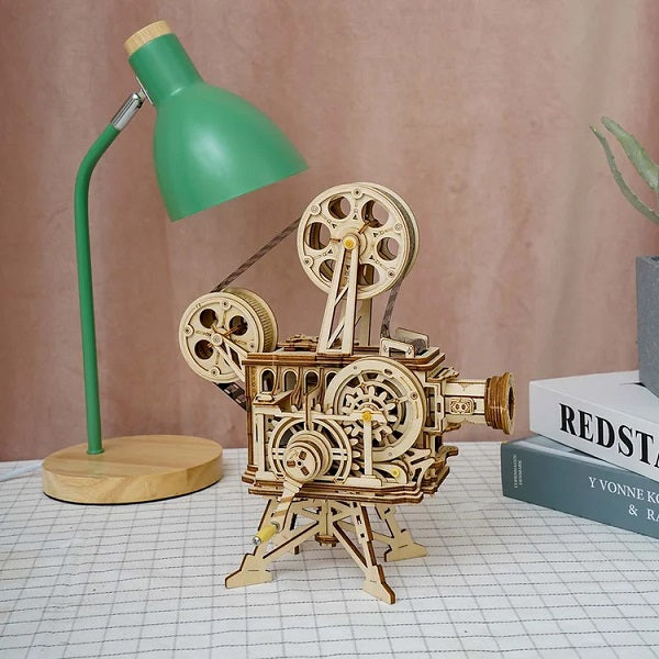 Rolife Mechanical Wood Models; Vitascope - working projector hand-crank generator