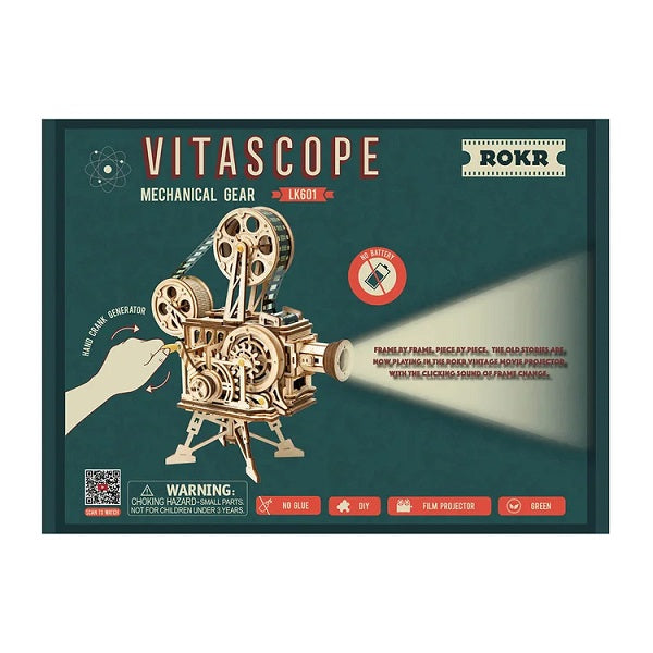Rolife Mechanical Wood Models; Vitascope - working projector hand-crank generator
