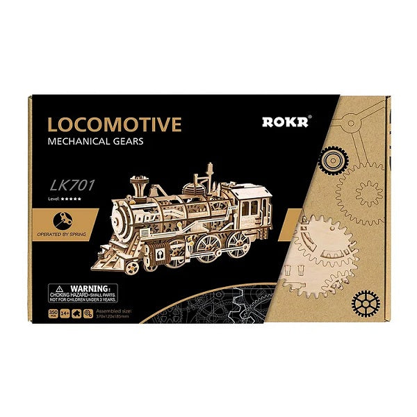 Rolife Mechanical Wood Models; Steam Locomotive - with wind-up spring