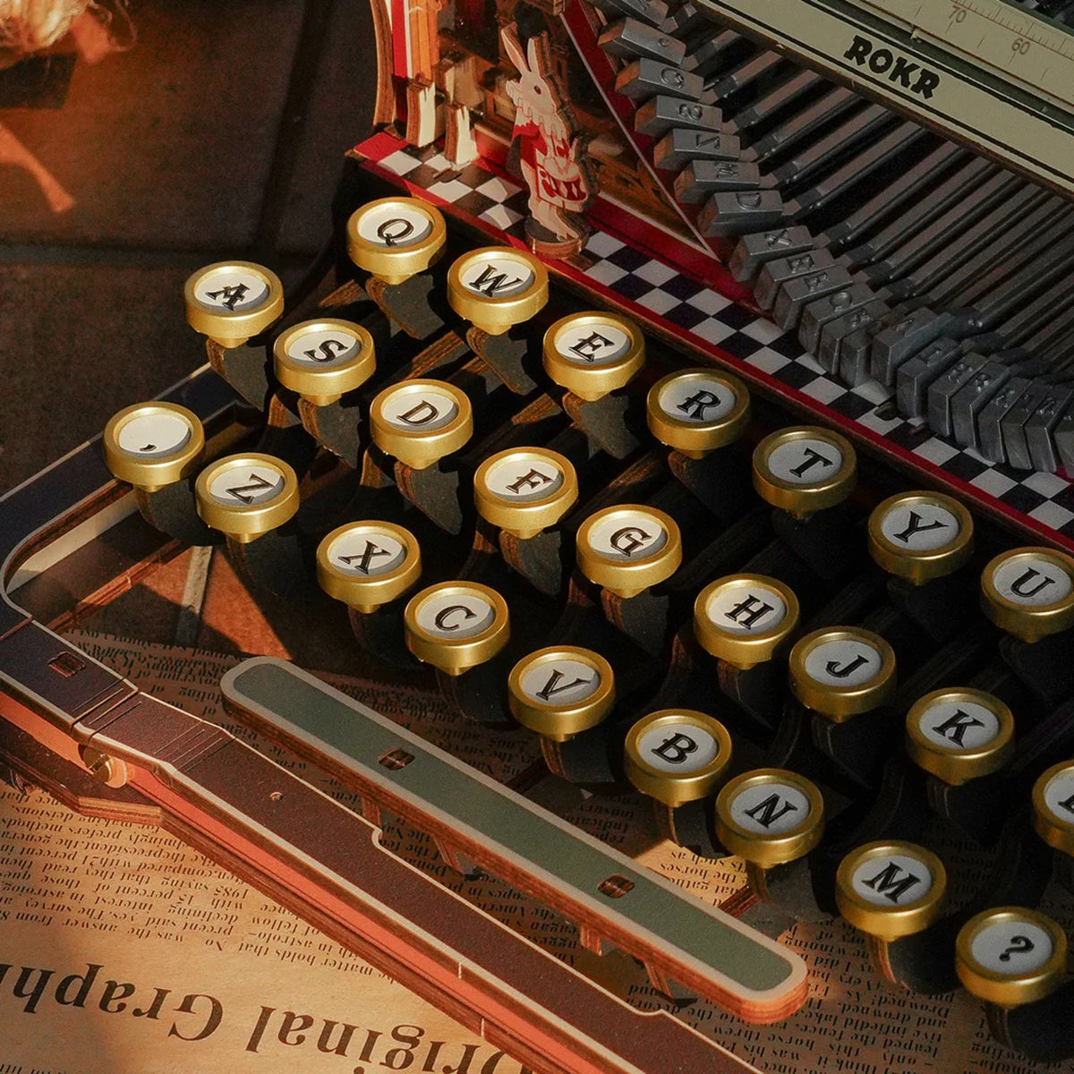 ROKR Mechanical Typewriter 3D Wooden Puzzle Magic Version - 324 Piece Functional Model