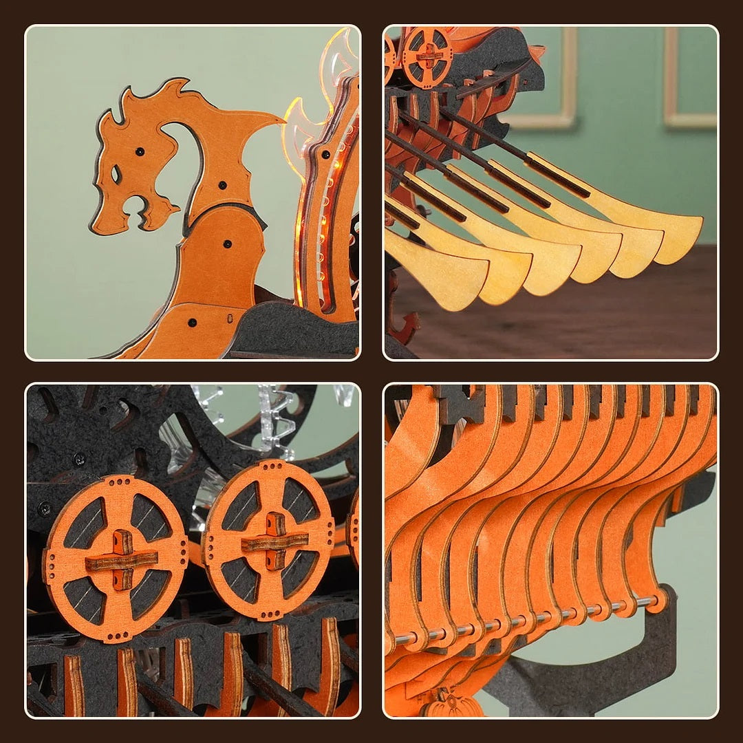 Rolife Viking Dragon Ship, Mechanical 3D Wooden Puzzle
