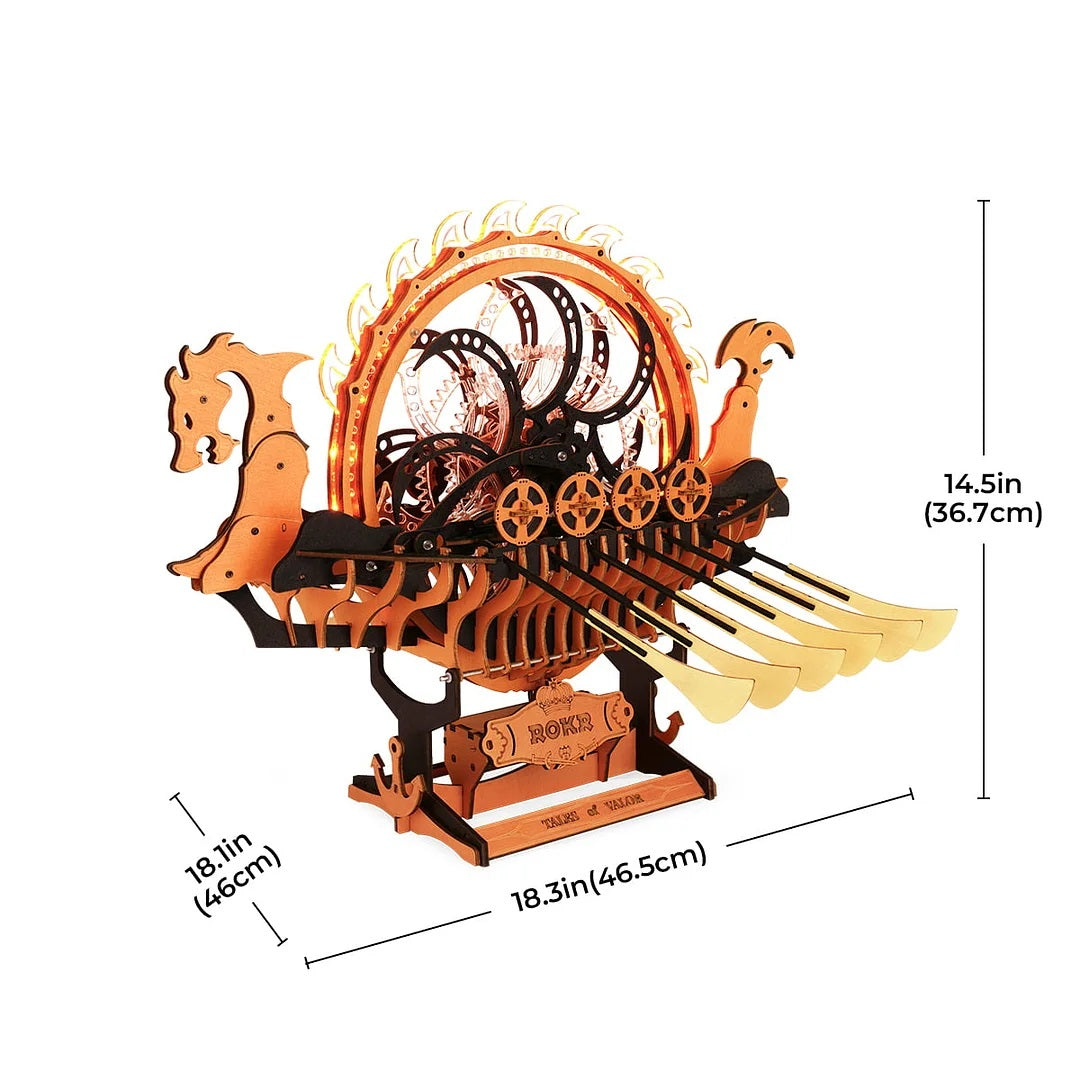 Rolife Viking Dragon Ship, Mechanical 3D Wooden Puzzle