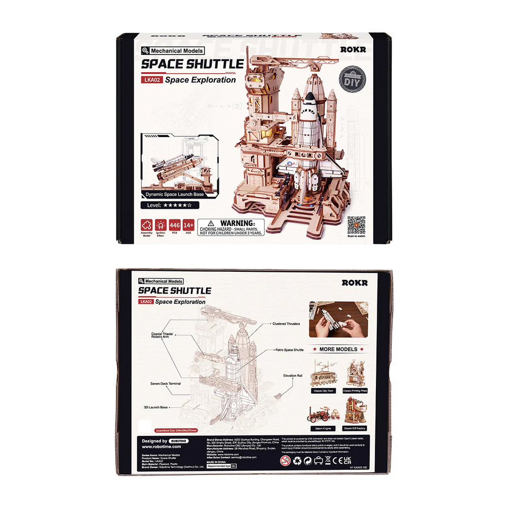 ROKR Space Shuttle Mechanical 3D Wooden Puzzle - NASA Spacecraft Model
