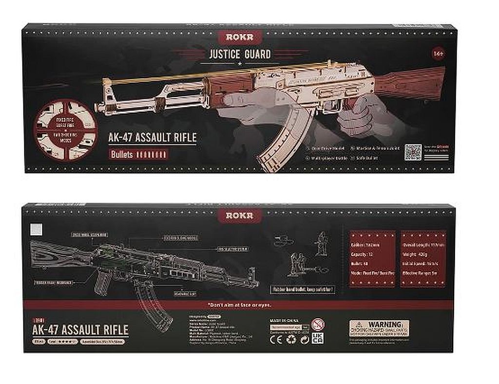 Rolife Justice Guard 3d Puzzle Gun AK-47 Assault Rifle Rubber Band Gun