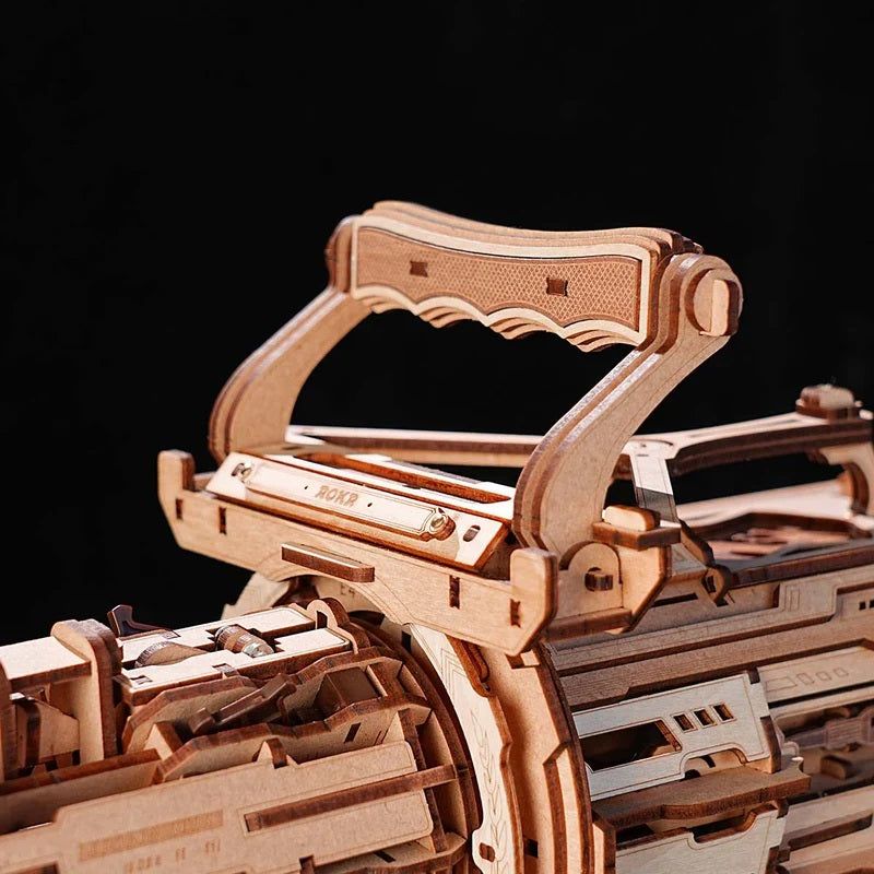 ROKR Rotating Barrel Machine Gun Toy 3D Wooden Puzzle - Rubber Band Launcher