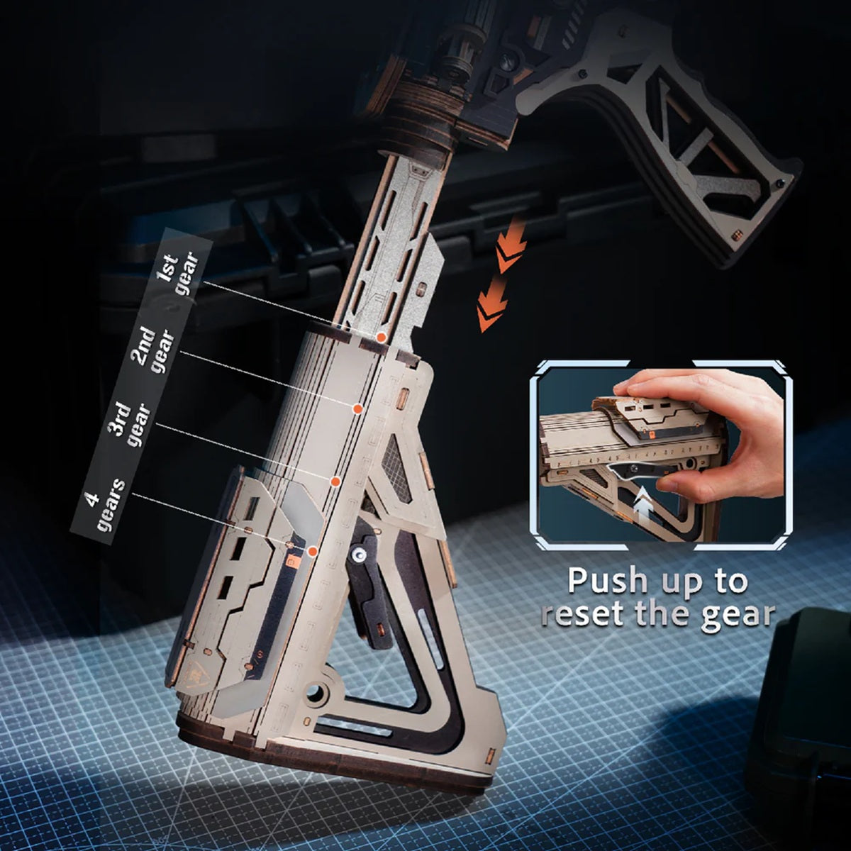Robotime M416 Carbine Rifle 3D Wooden Puzzle Toy Gun Model