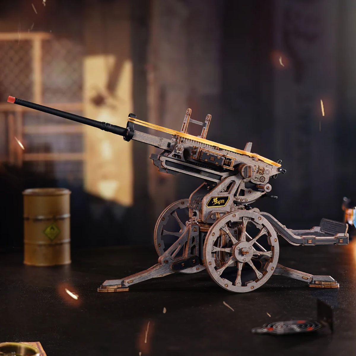 ROKR Anti-Aircraft Gun 3D Wooden Puzzle - 133 Piece 1937 Replica Rubber Band Launcher
