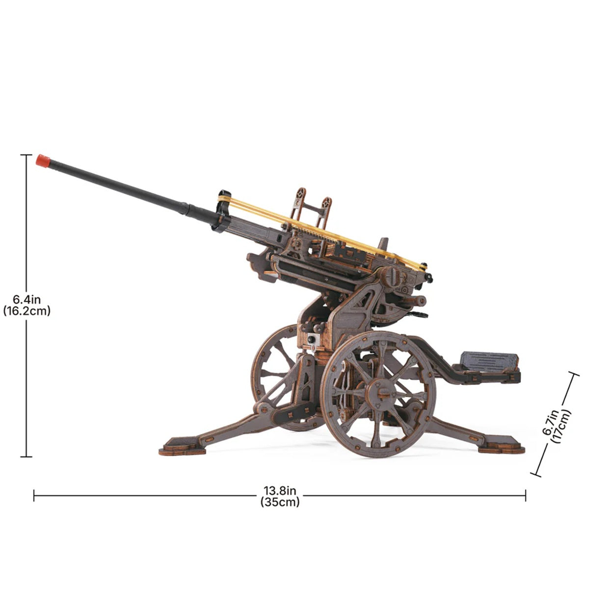 ROKR Anti-Aircraft Gun 3D Wooden Puzzle - 133 Piece 1937 Replica Rubber Band Launcher