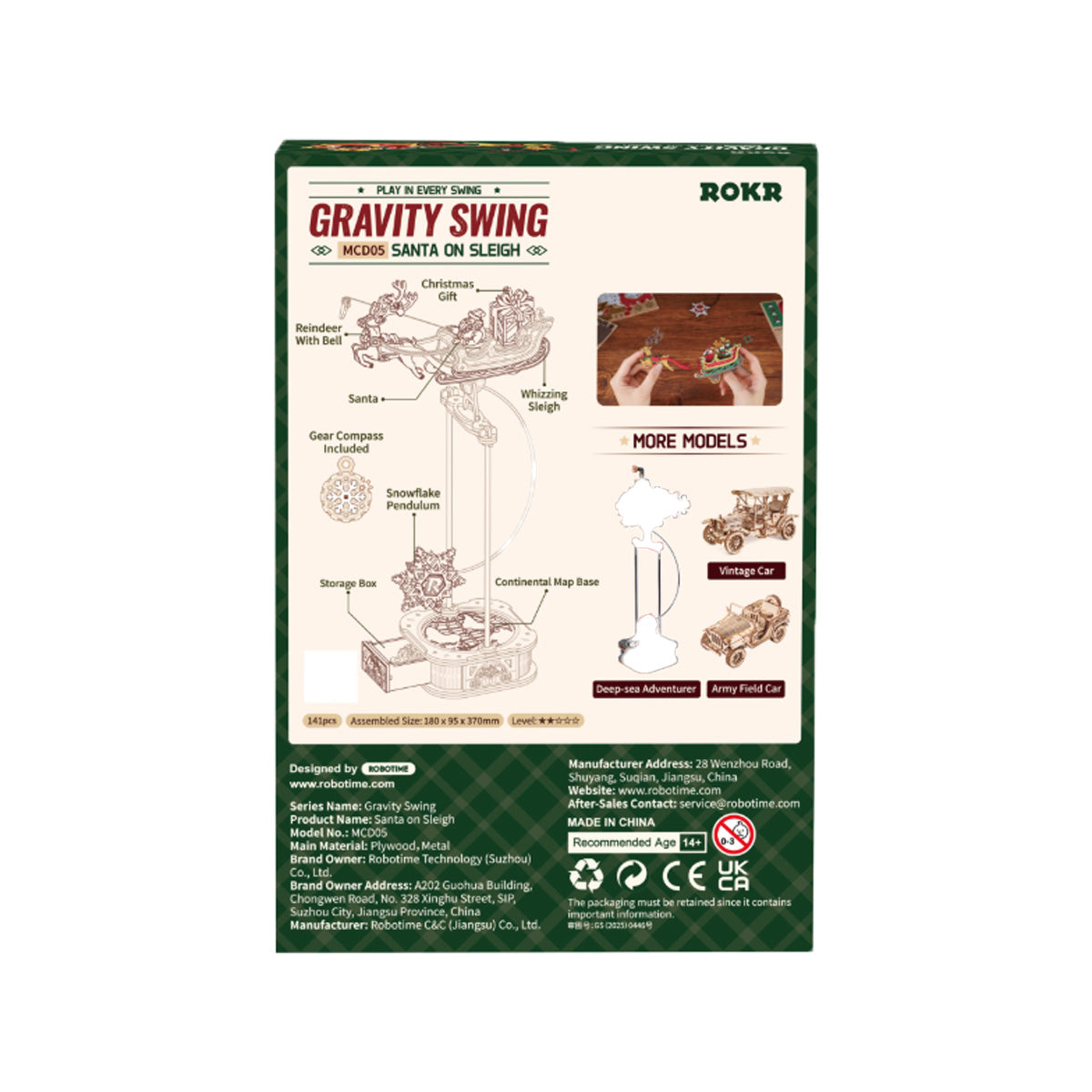 Rolife Santa On Sleigh Scale Model Vehicle - Christmas Holiday Display