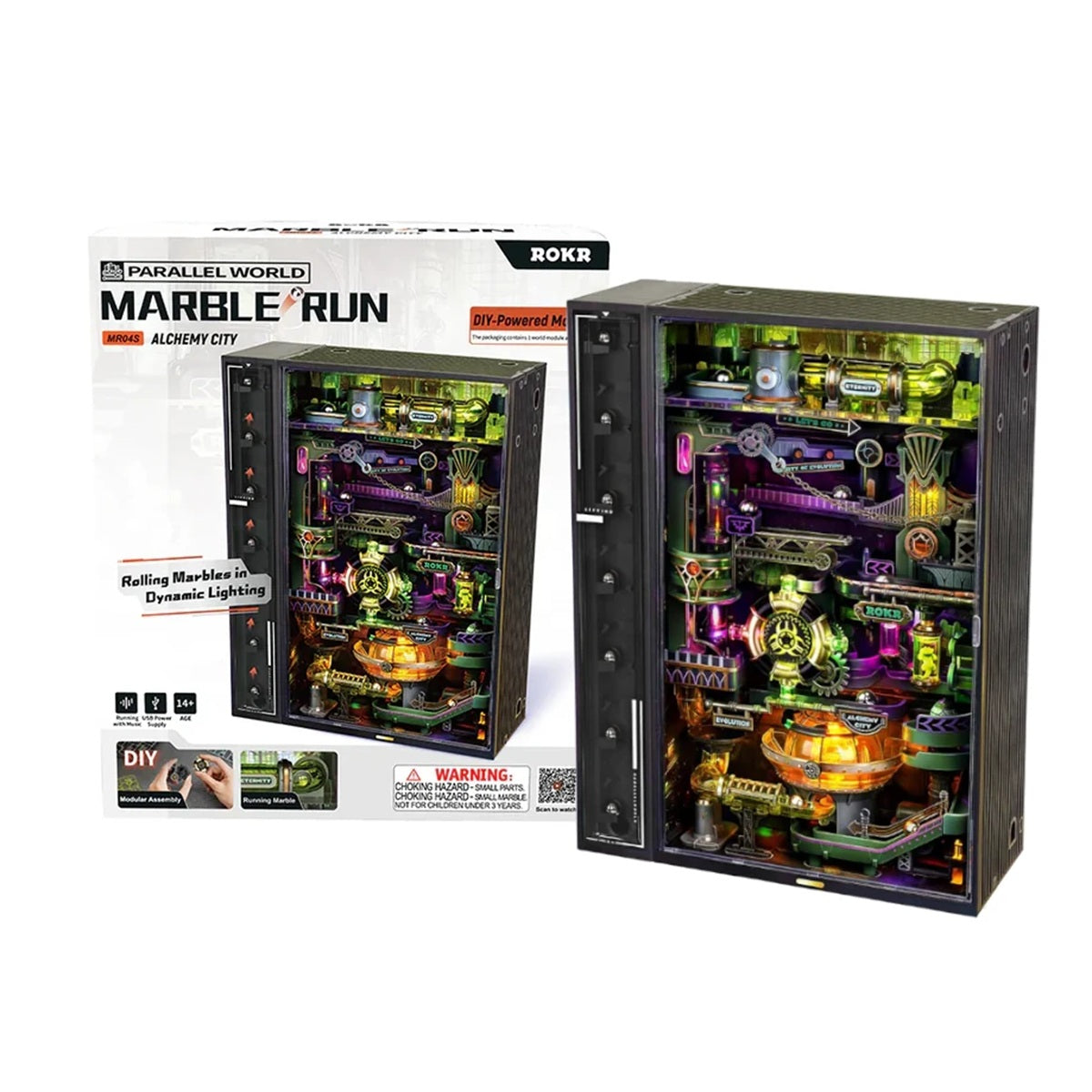 ROKR Alchemy City Mechanical Marble Run 3D Puzzle with LED Lights and Automatic Ascent
