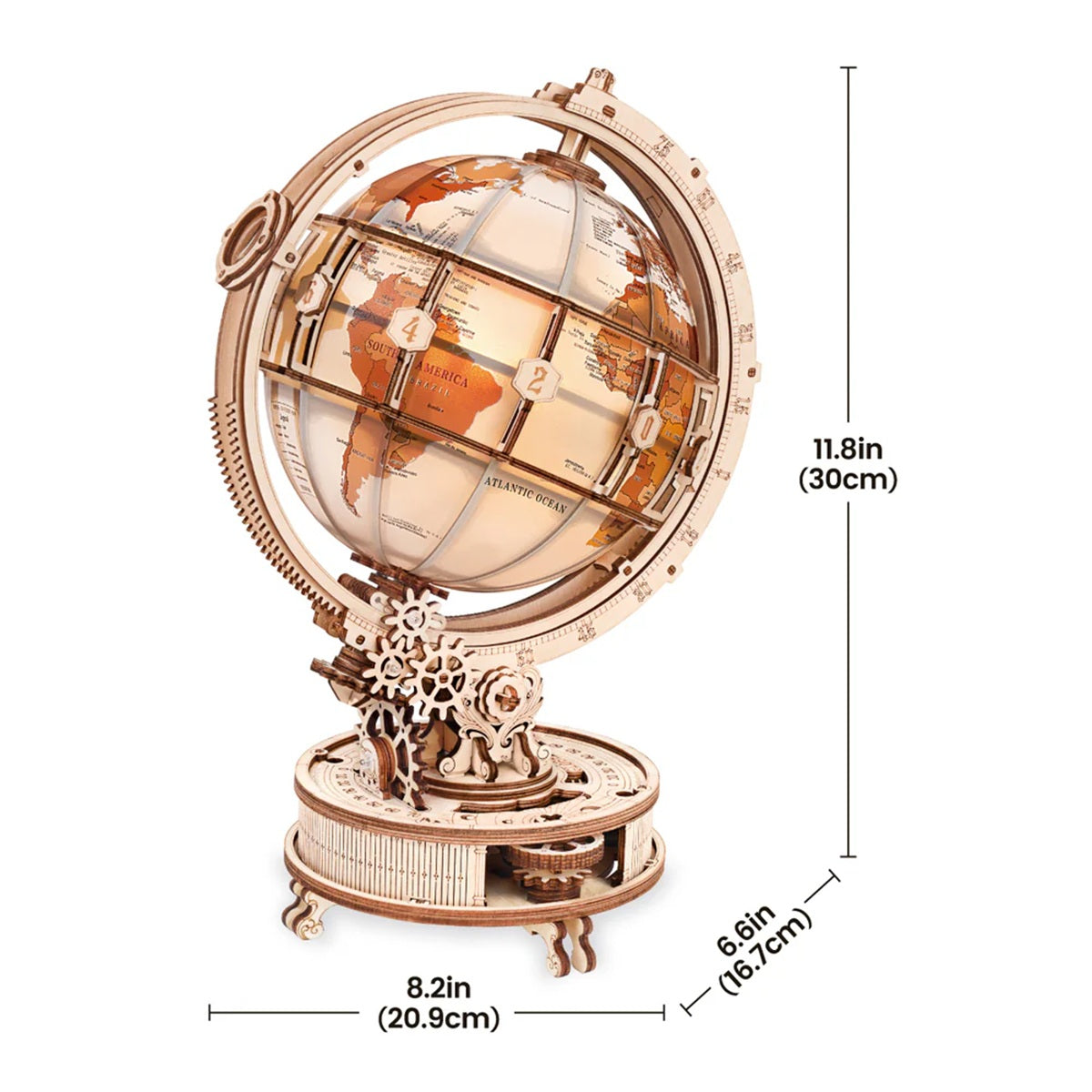 ROKR Luminous Globe 3D Wooden Puzzle - 180 Piece Electric LED Night Light Model