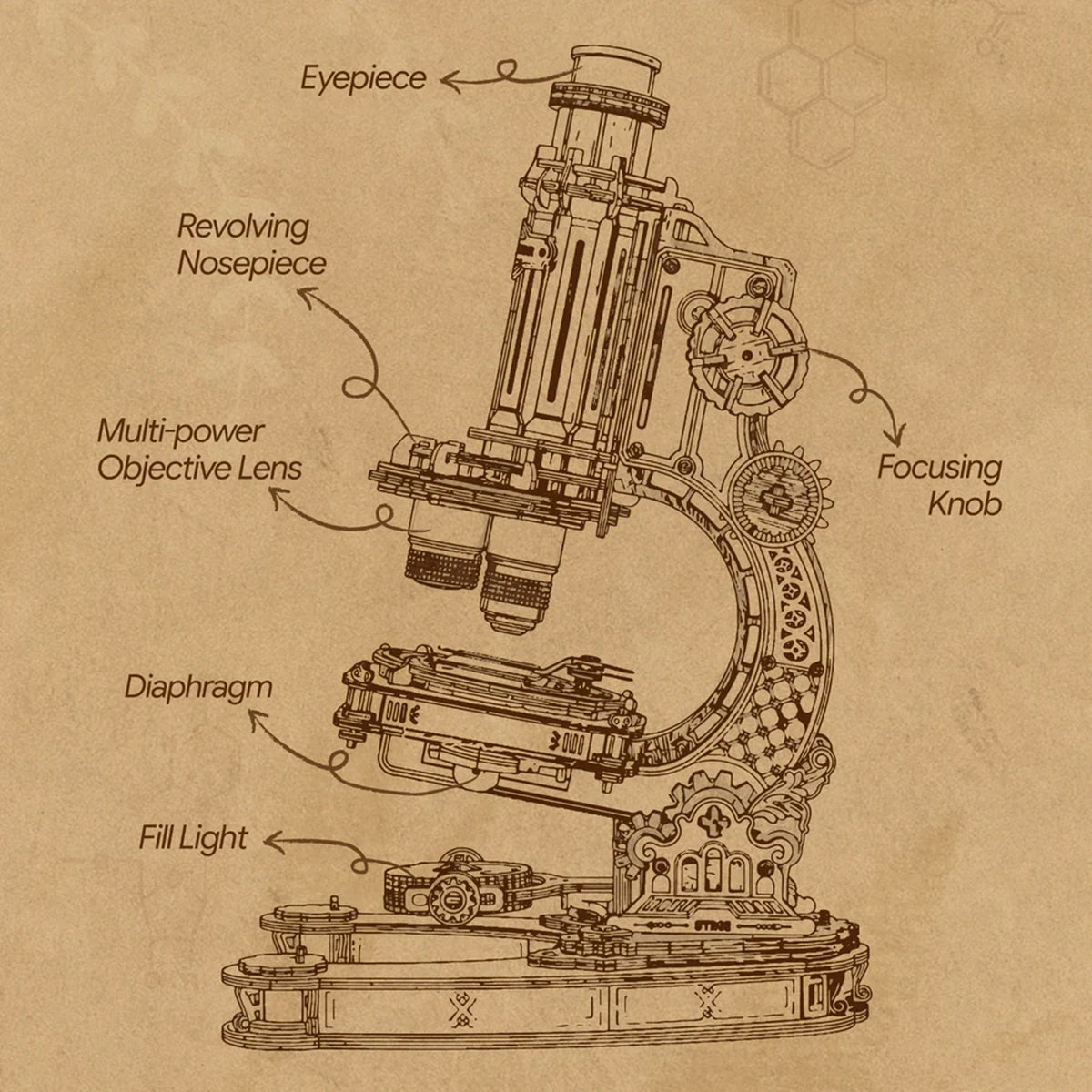 Robotime Microscope 3D Wooden Puzzle Educational Model Kit