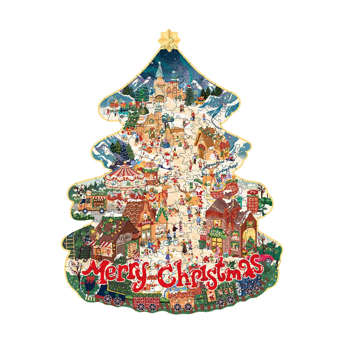 Rolife Christmas Town Wooden Jigsaw Puzzle - Festive Holiday Art Puzzle