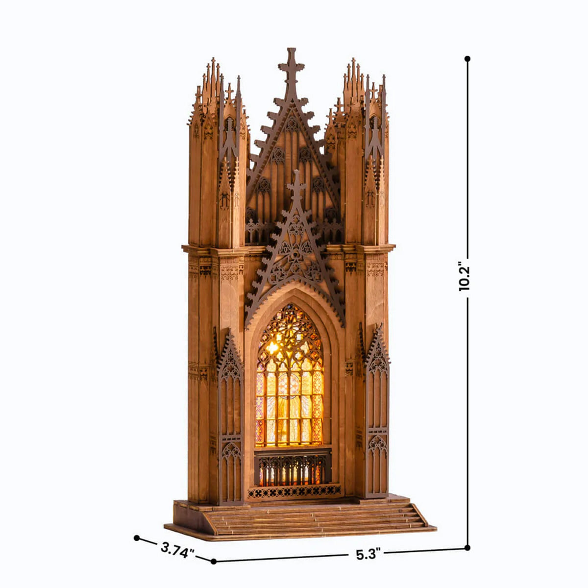 Rolife Twin Tower Cathedral 3D Wooden Puzzle - Gothic Stained Glass Model
