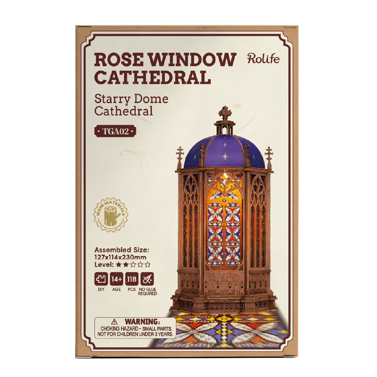Rolife Starry Dome Cathedral 3D Wooden Puzzle - LED Night Light Model