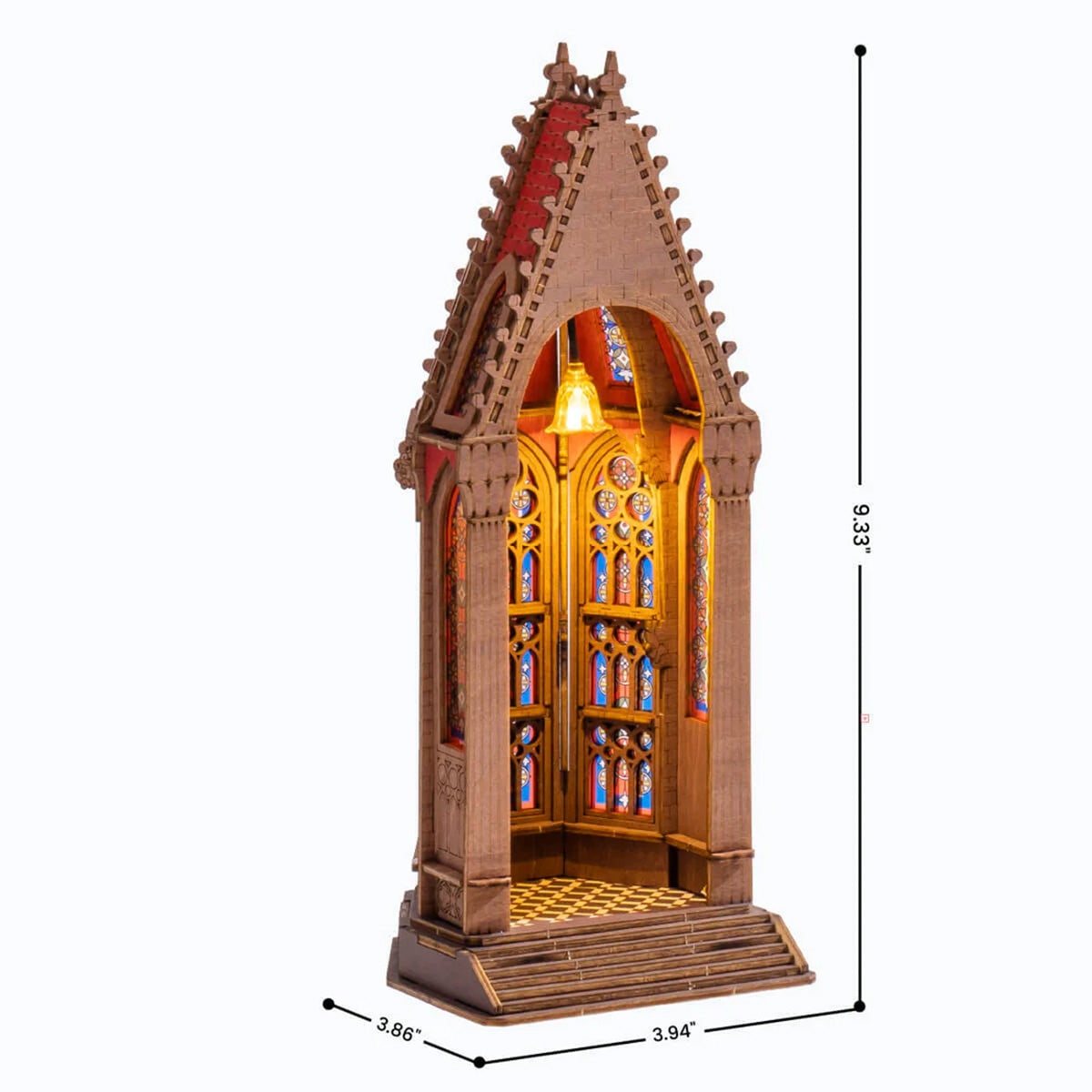Rolife Geometric Cathedral 3D Wooden Puzzle - Gothic LED Lantern Model