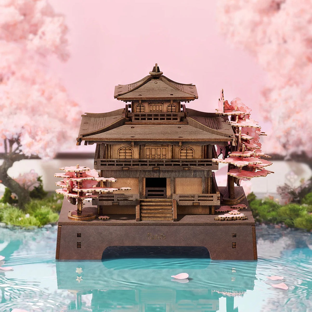 Robotime Sakura Pavilion Cathedral 3D Wooden Puzzle Kit