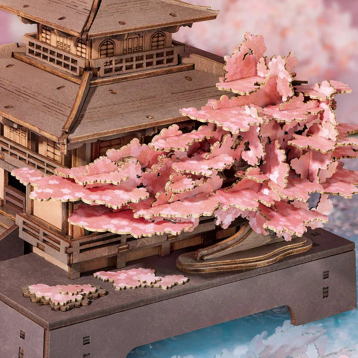 Robotime Sakura Pavilion Cathedral 3D Wooden Puzzle Kit