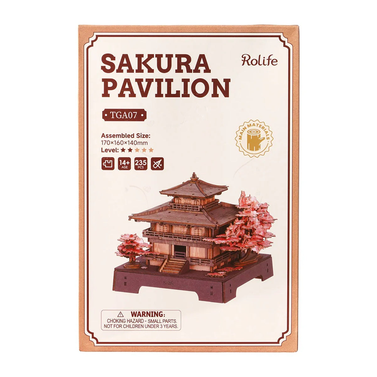Robotime Sakura Pavilion Cathedral 3D Wooden Puzzle Kit