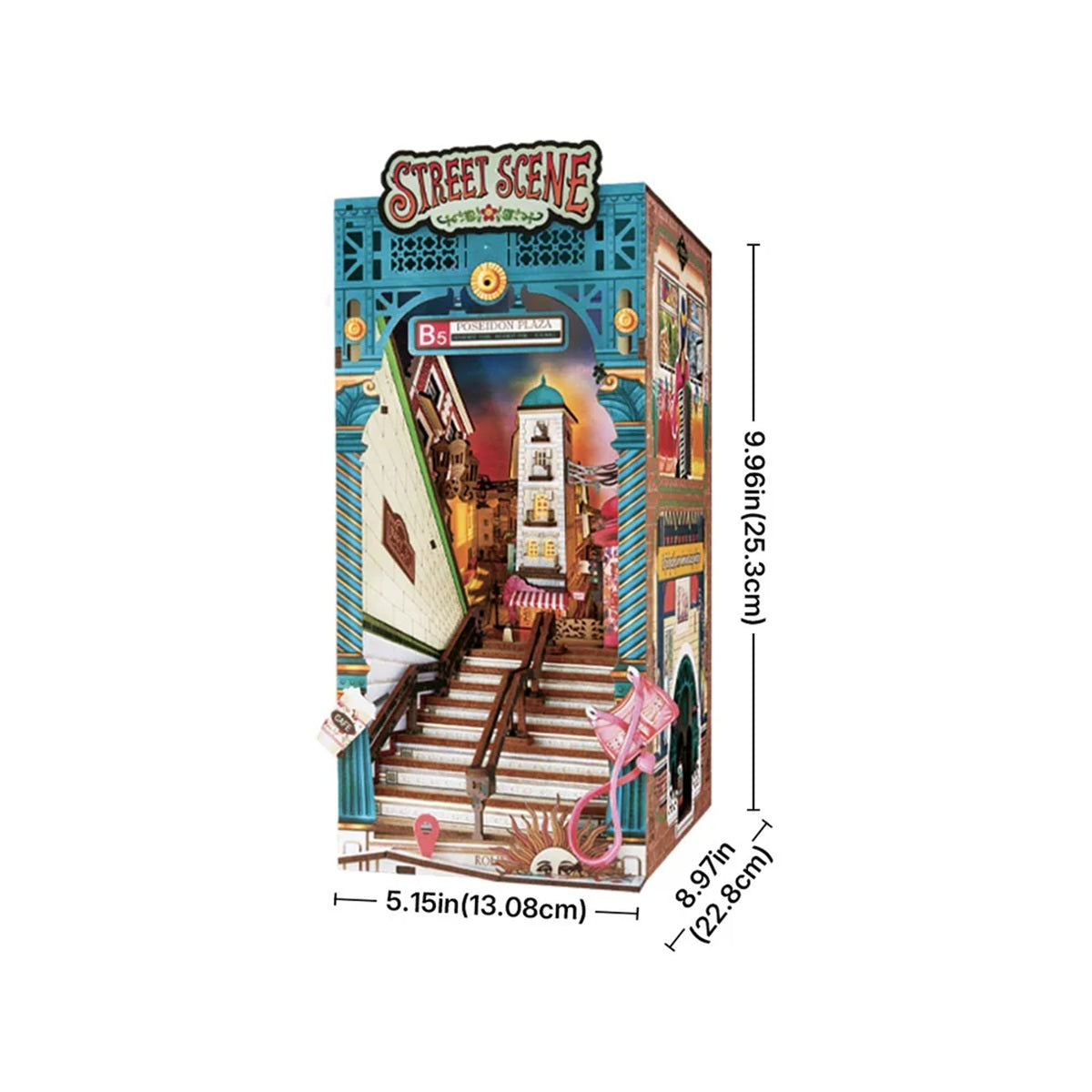 Rolife Street Scene DIY Book Nook - 3D Wooden Puzzle Bookshelf Insert