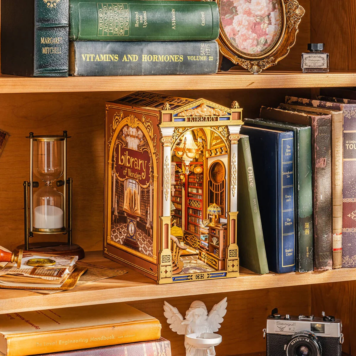 Rolife Library of Wonders DIY Book Nook - Enchanting Miniature Bookshelf Scene