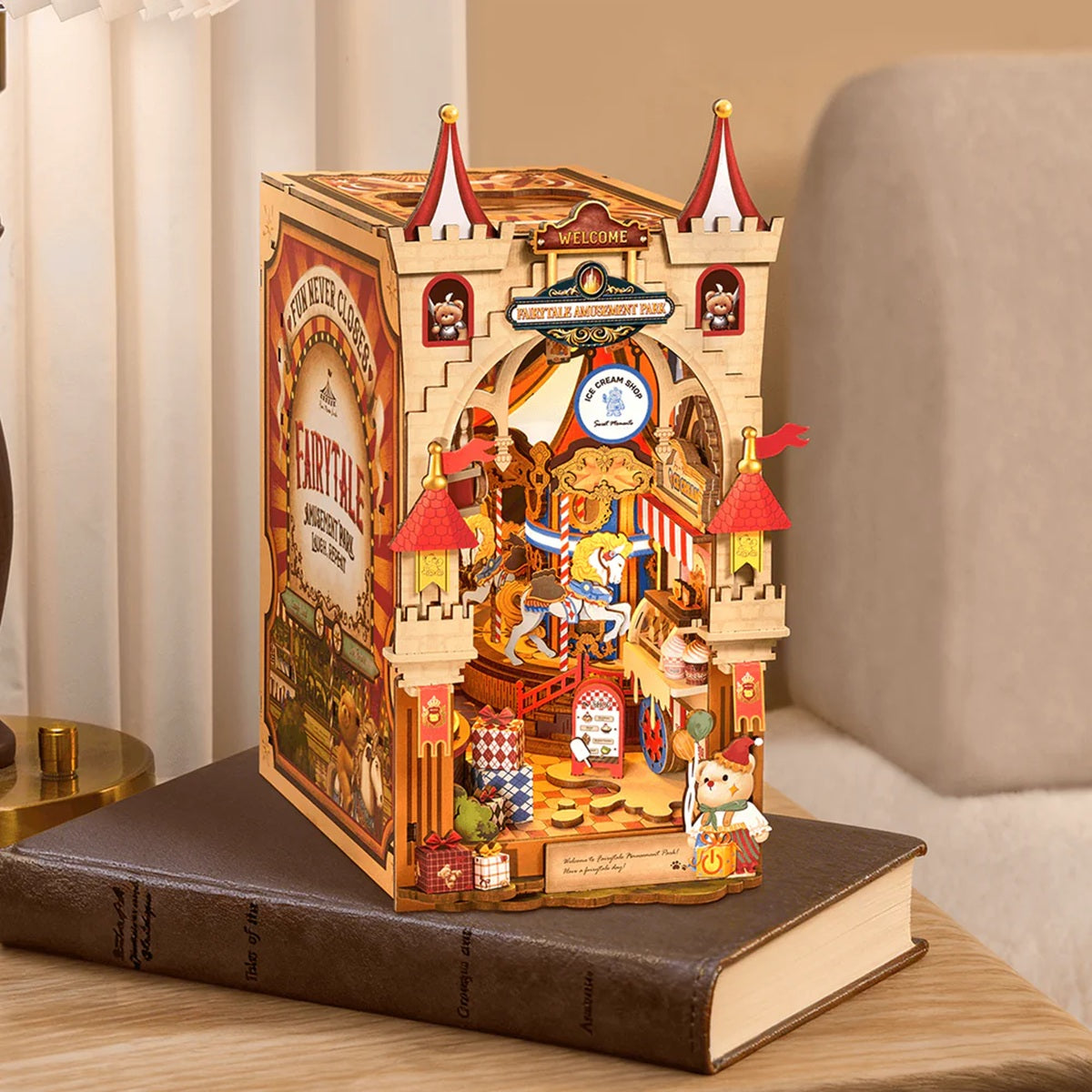 Rolife Fairytale Amusement Park DIY Book Nook - Magical Bookshelf Insert with LED
